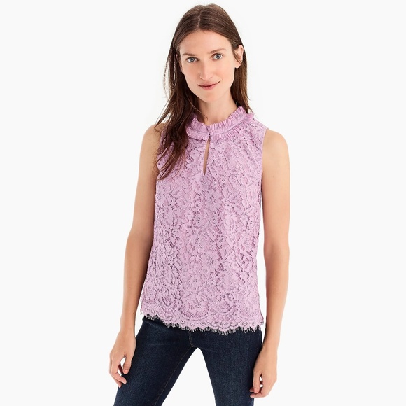 🌸🌷Lace Ruffle Sleeveless Tank Top Lilac🌸🌷 - Picture 1 of 6